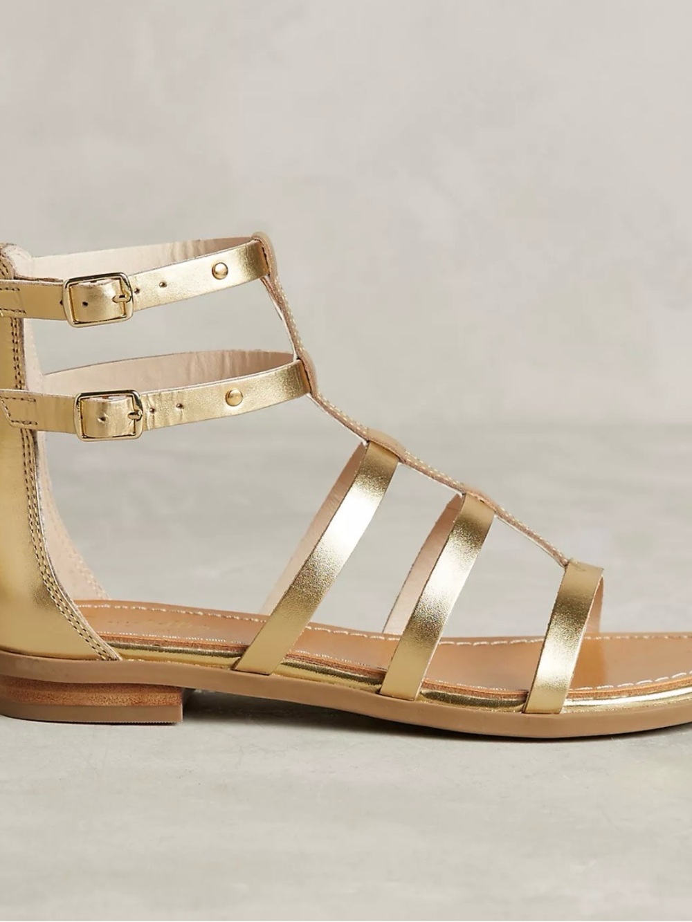Anthropologie Seychelles Dalea Gold   Metallic Strappy Flat Sandals NEW size 6 - Picture 3 of 13